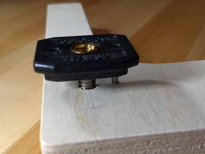 Hornbeam T-nut with an alignment pin installed in a fixture component