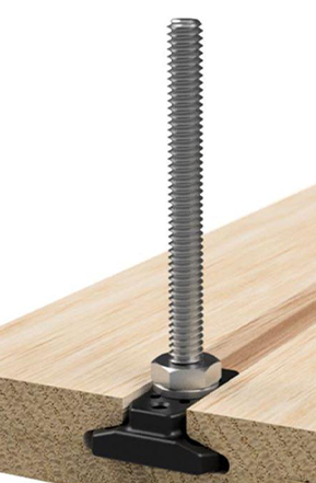 A threaded fixturing posts is assembled from a WoodAnchor sliding nut and threaded rod