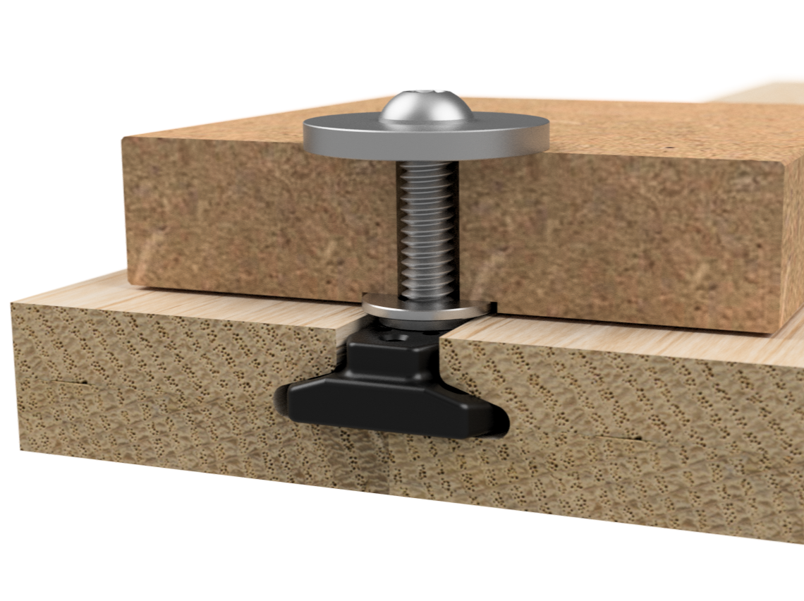 This WoodAnchor linear slide uses a recessed washer to reduce the clamping pressure on the sliding component