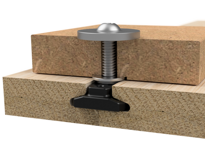 This WoodAnchor linear slide uses a recessed washer to reduce the clamping pressure on the sliding component
